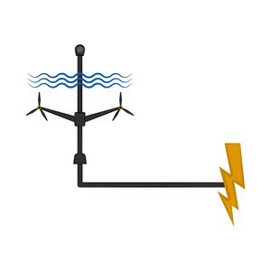 与雷电符号相连的波浪发电厂图片