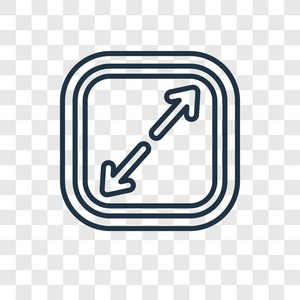 扩展屏幕以时尚的设计风格展开图标.展开在透明背景上隔离的图标.