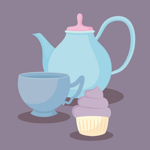 茶壶与甜纸杯蛋糕