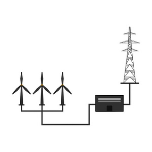 连接到电气塔的风车图片