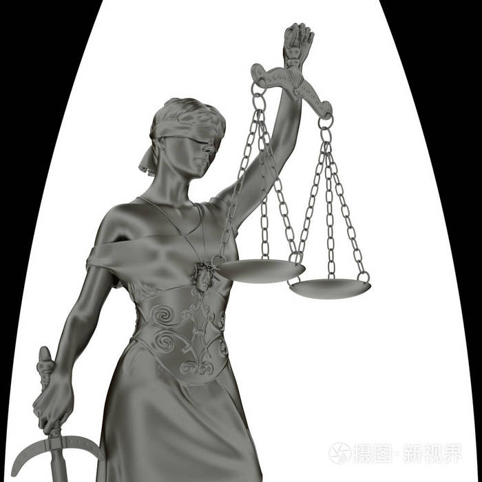 忒弥斯与规模和剑的 3d 渲染