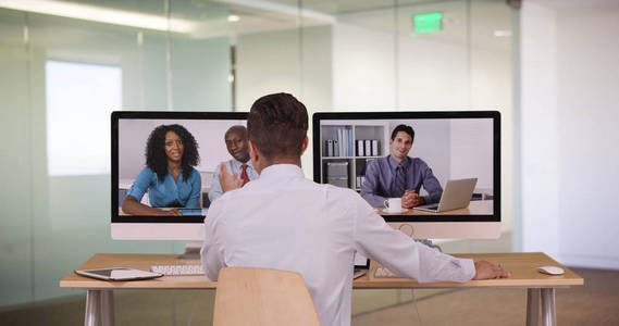 不同的商业伙伴群体, 通过视频聊天提供基于互联网的网络会议