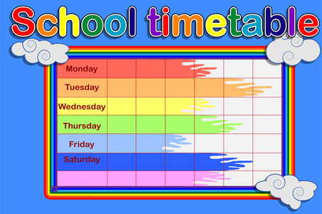 学生或学生与周的天数和自由空间笔记模板学校时间表