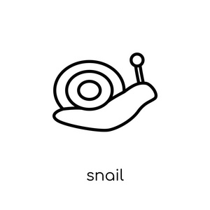 蜗牛图标。时尚现代平面线性向量蜗牛图标在白色背景从细线动物汇集, 可编辑的概述冲程向量例证