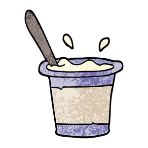 格格纹理插图卡通酸奶
