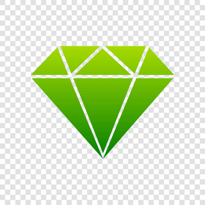 钻石标志图。矢量。在透明背景上的绿色渐变图标