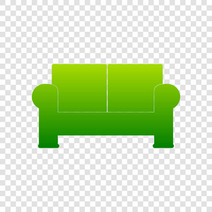 沙发标志图。矢量。在透明背景上的绿色渐变图标