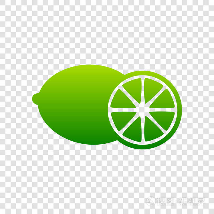 水果柠檬的标志.矢量.在透明背景上的绿色渐变图标
