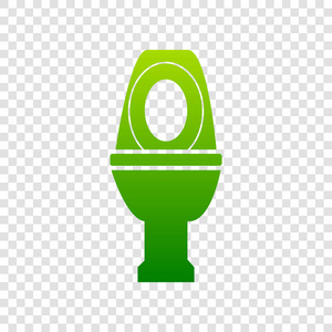 厕所标志图。矢量。在透明背景上的绿色渐变图标
