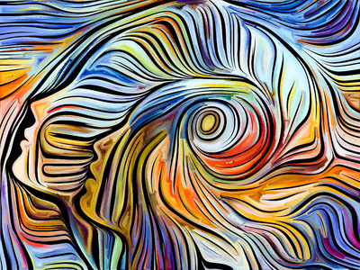 关于创意艺术和设计主题的抽象图案木刻的构成照片