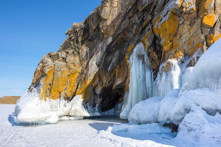 在冬季, 贝加尔湖的看法, 最深和最大的淡水湖泊的数量在世界上, 位于俄罗斯西伯利亚南部