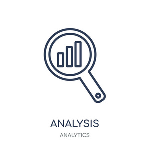 分析 图标。从分析集合分析线性符号设计。简单的大纲元素向量例证在白色背景