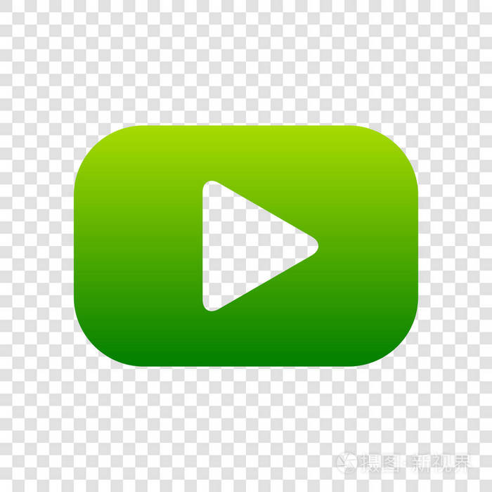 播放按钮标志.矢量.在透明背景上的绿色渐变图标