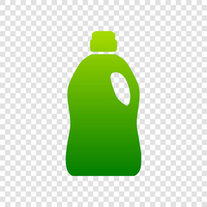 清洁的塑料瓶。矢量。在透明背景上的绿色渐变图标