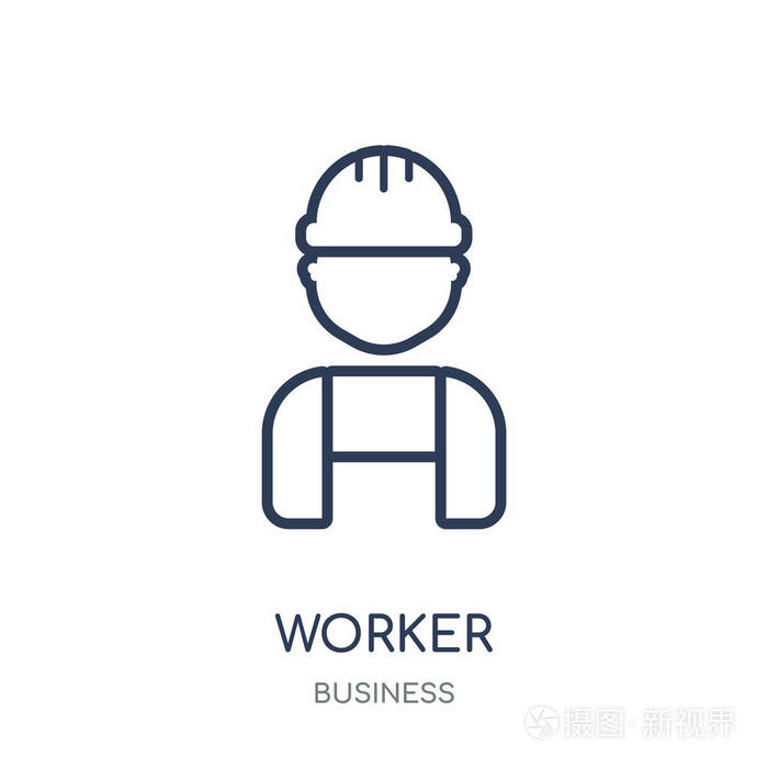 工作人员图标.工人线性符号设计从业务集合.