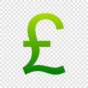 土耳其里拉符号.矢量.在透明背景上的绿色渐变图标照片