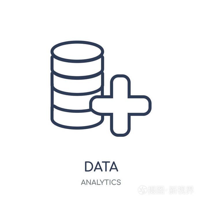 分析集合中的数据线性符号设计.简单的大纲元素向量例证在白色背景