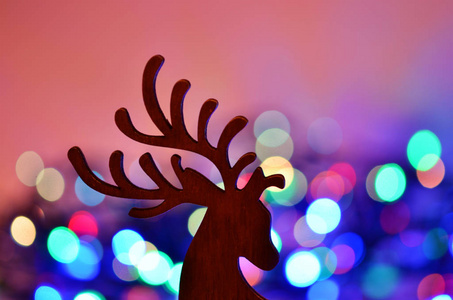 圣诞节背景与鹿剪影图片