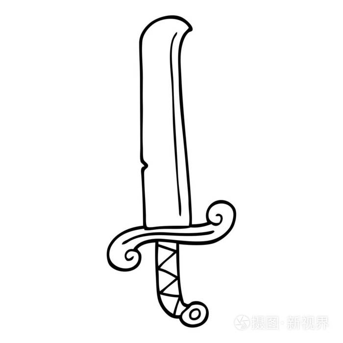 线条画动画片古代剑