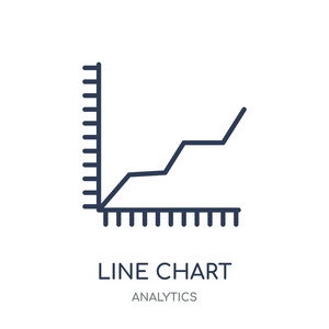 折线图图标。从分析集合的折线图线性符号设计。简单的大纲元素向量例证在白色背景