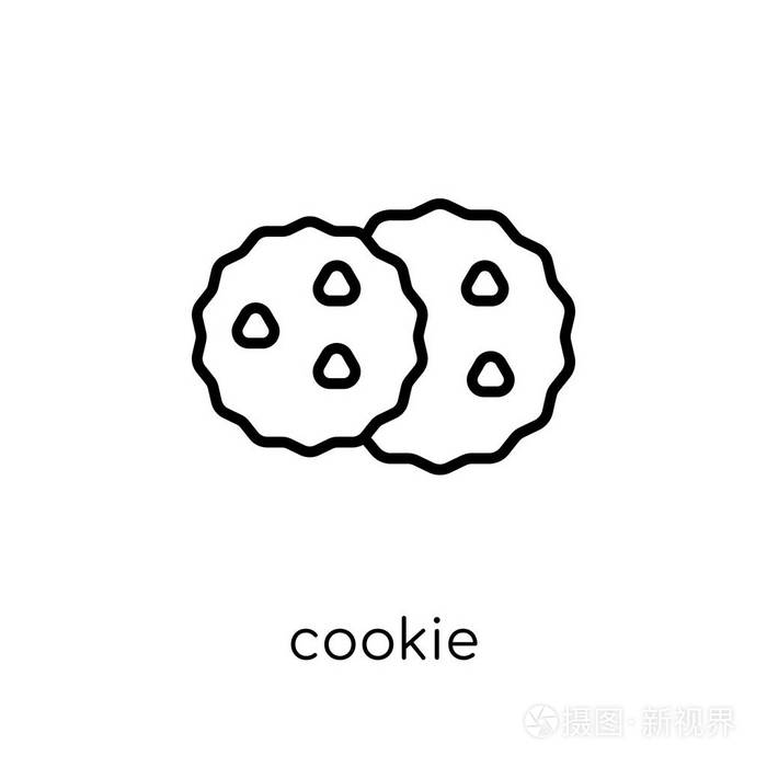cookie 图标在白色背景从细线圣诞收藏, 轮廓向量例证插画-正版商用