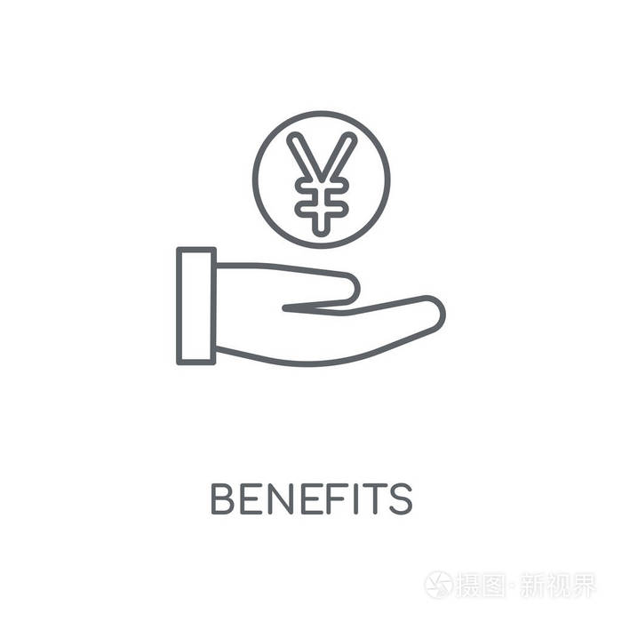 好处线性图标.效益概念笔画符号设计.薄的图形元素向量例证, 在白色背