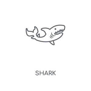鲨鱼概念笔画符号设计.
