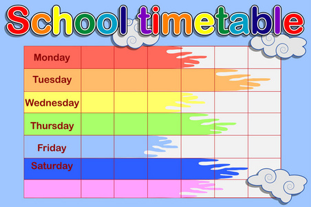 学校时间表, 每周课程设计模板, 可伸缩图形