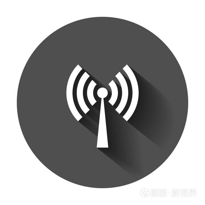 无线网络标志图标在平面风格.wi-fi 无线技术矢量插图与长阴影.