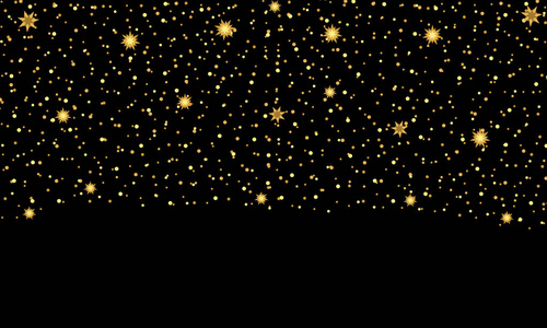 在黑色背景上的点和星的金光纹理