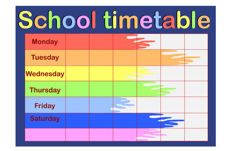学校时间表, 每周课程设计模板, 可伸缩图形