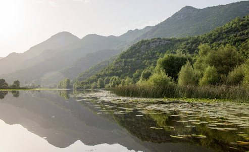 平静的在黑山尔达湖水域图片