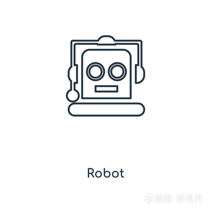 在白色背景上隔离的机器人图标.