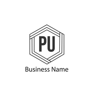 初始字母 Pu 徽标模板设计