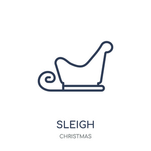 雪橇 图标。从圣诞收藏的圆滑线性符号设计。简单的大纲元素向量例证在白色背景