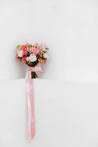 婚礼鲜花，新娘花束特写
