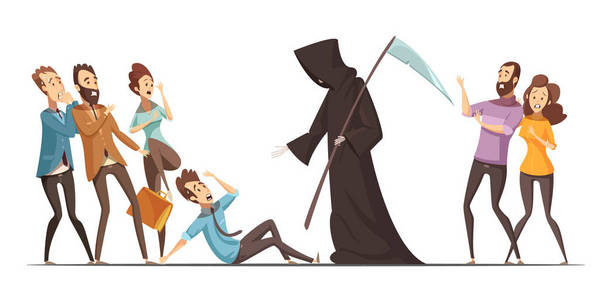 死亡恐惧恐惧症焦虑卡通组成照片