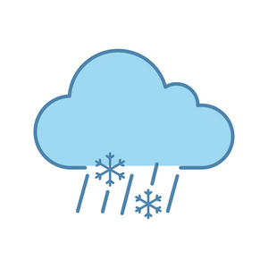 雨夹雪天气颜色图标。湿雪。混合雪和雨。天气预报。孤立向量例证