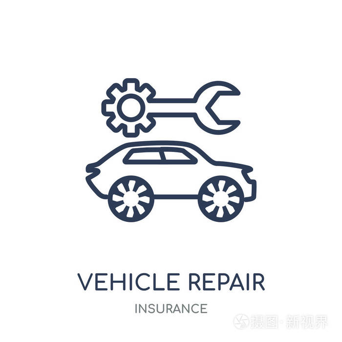 车辆维修图标.汽车维修线性符号设计从保险收集