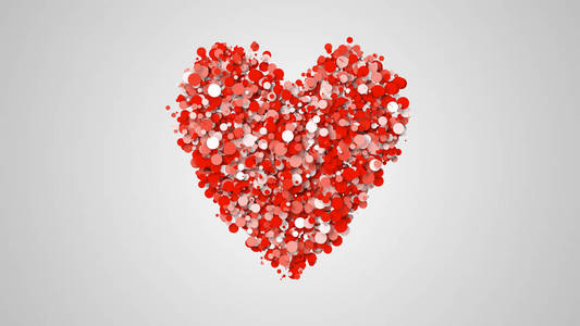 情人节问候插图卡片, 心脏形状的许多粒子