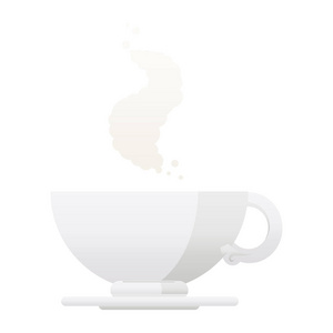 一杯热咖啡的扁平彩色插图