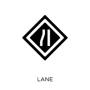车道标志图标。车道标志符号设计从交通标志集合。简单的元素向量例证在白色背景