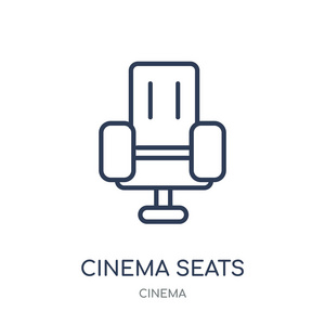 影院座位图标。戏院位子线性标志设计从戏院收藏。简单的大纲元素向量例证在白色背景