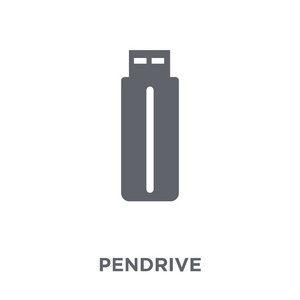 pendrive 图标。从电子设备收藏的 pendrive 设计理念。简单的元素向量例证在白色背景