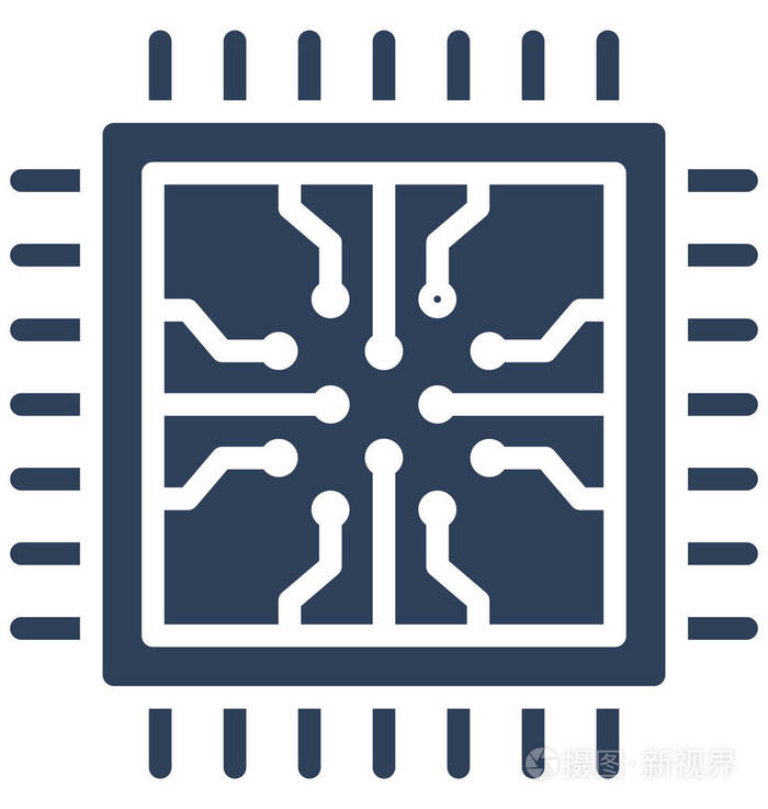 计算机芯片 集成电路隔离矢量图标 可以很容易地编辑在任何大小或