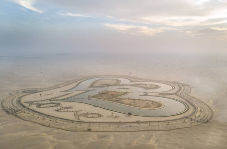 迪拜附近沙漠中 al qudra 湖泊鸟图
