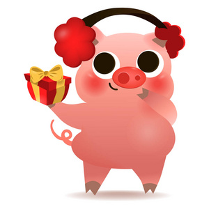 中国新年猪贺卡快乐