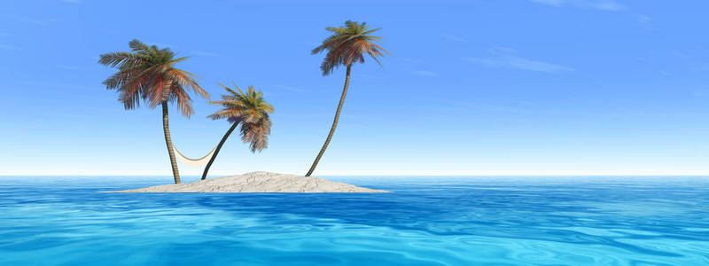 异国岛屿与棕榈树