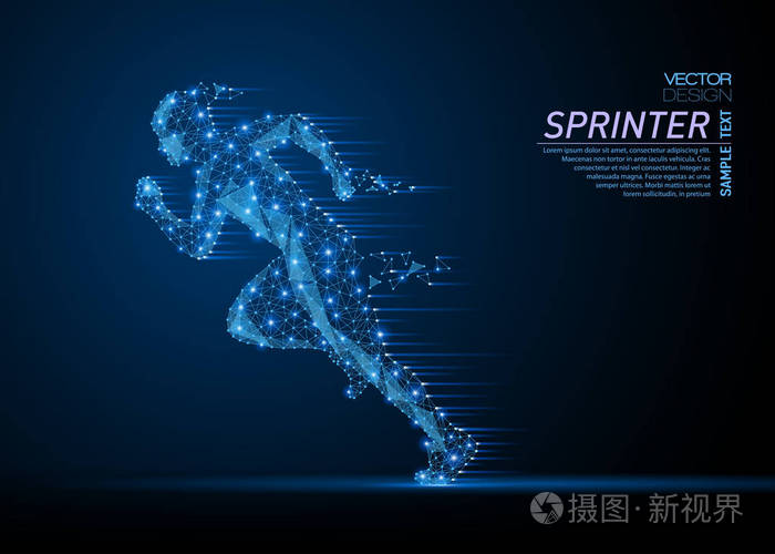 业务线框网球从飞溅的碎片.目标实现概念.蓝色结构样式向量例证