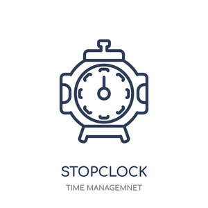 停止时钟图标。来自时间管理网集合的秒表线性符号设计